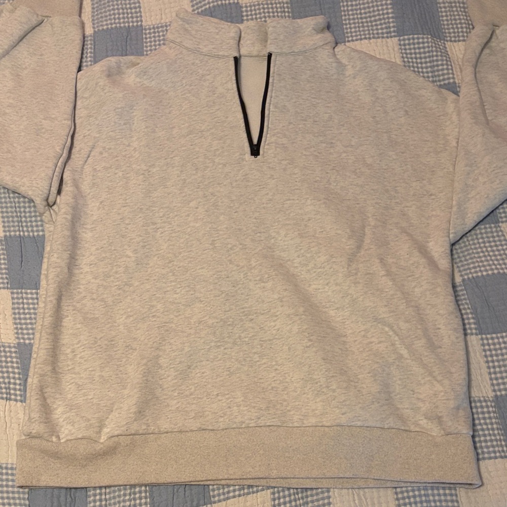 Unisex Gray Quarter-Zip Sweater